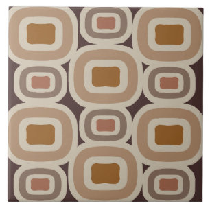 Boho Earth Tones Abstract Shapes Tile
