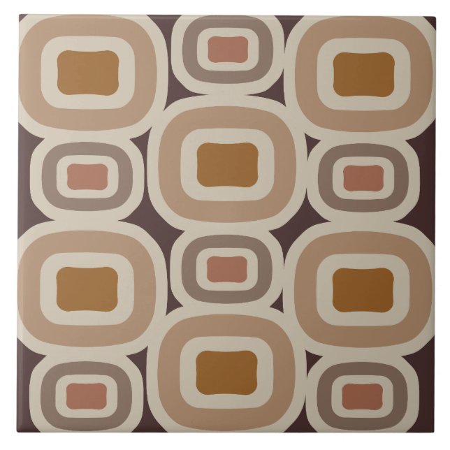 Boho Earth Tones Abstract Shapes Tile (Front)