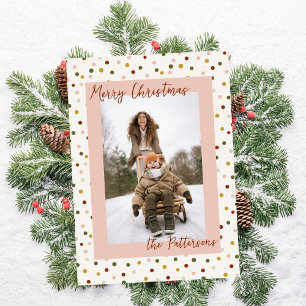 Boho Earth Tones Polka Dots Photo Christmas Holiday Card
