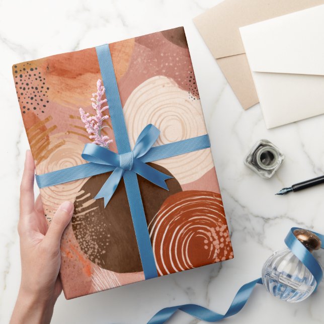 Boho Earth Tones Terracotta Abstract Pattern Wrapping Paper (Gifting)