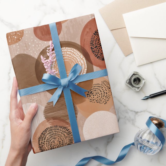 Boho Earth Tones Terracotta Geometric Pattern Wrapping Paper (Gifting)