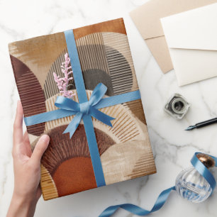 Boho Earth Tones Terracotta Geometric Pattern Wrapping Paper