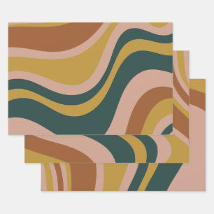 Boho Earth Tones Trendy Modern Abstract Patterns Wrapping Paper Sheet