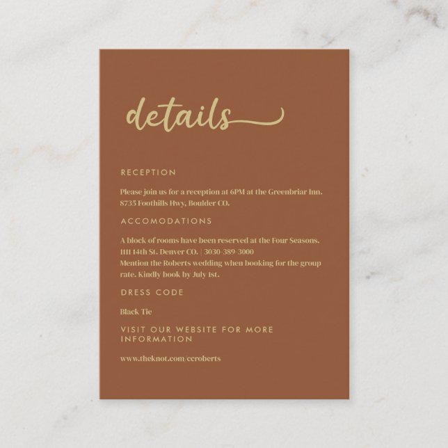 Boho Earth Tones Trendy Script Enclosure Card (Front)