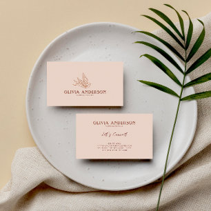 Boho Earthy Bird Line art Logo Unique Terracotta Business Card
