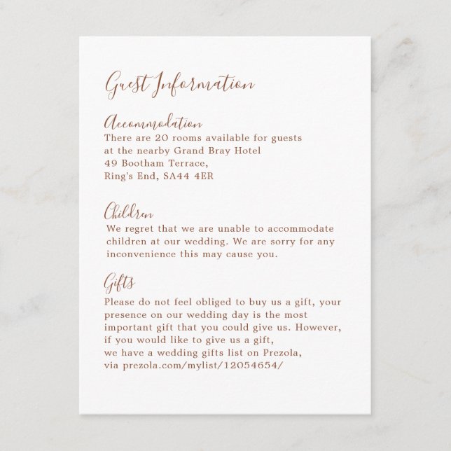 Boho Earthy Botanical Elegant Ivory Guest  Enclosure Card (Front)