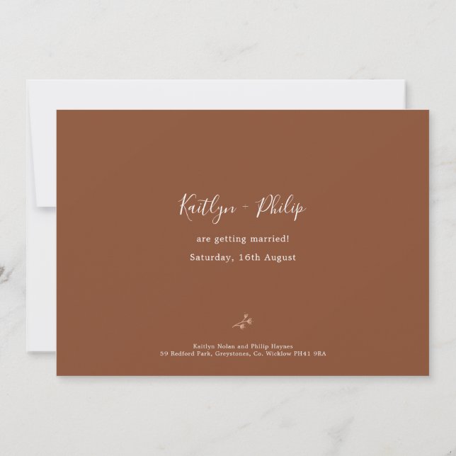 Boho Earthy Botanical Elegant Ivory Save The Date (Back)
