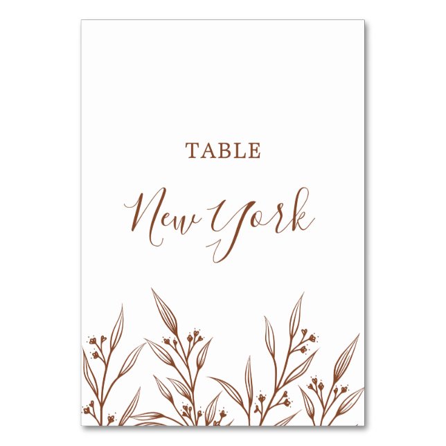 Boho Earthy Botanical Elegant Ivory Table Number (Front)