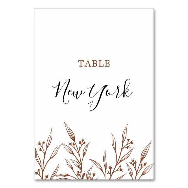 Boho Earthy Botanical Elegant Ivory Table Number (Front)