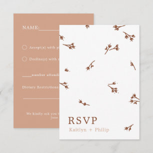 Boho Earthy Botanical Elegant Ivory Wedding White  RSVP Card