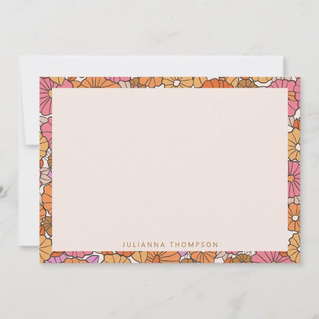 Boho Earthy Burnt Orange Floral Personalised Name Card (Front)