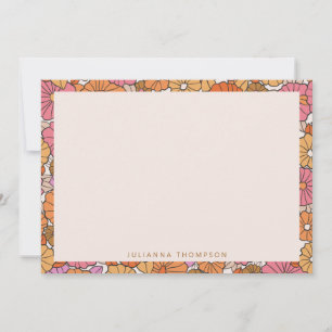 Boho Earthy Burnt Orange Floral Personalised Name Card