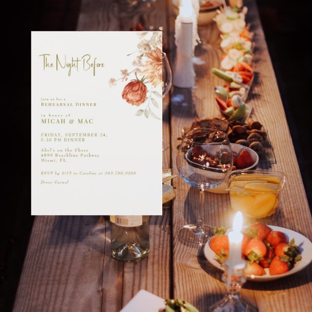 Boho Earthy Floral The Night Before Invitation (Creator Uploaded)