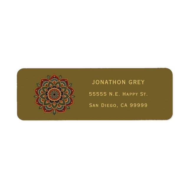 Boho Earthy Mandala Return Address (Front)