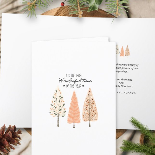 Boho Earthy Modern Minimalist Line Art Nordic  Holiday Card (Creator Uploaded)