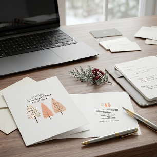 Boho Earthy Modern Minimalist Line Art Nordic Holiday Card