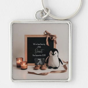 Boho earthy neutral pregnancy announcement gift key ring