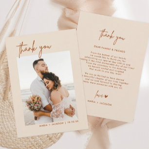 Boho Earthy Photo Wedding Thank You Cards