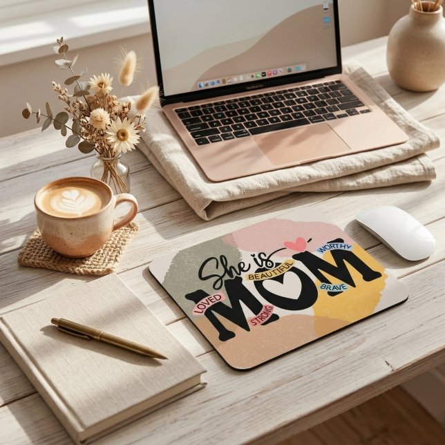 Boho Earthy Playful Abstract Mum Quotes  Mouse Mat (Creator Uploaded)