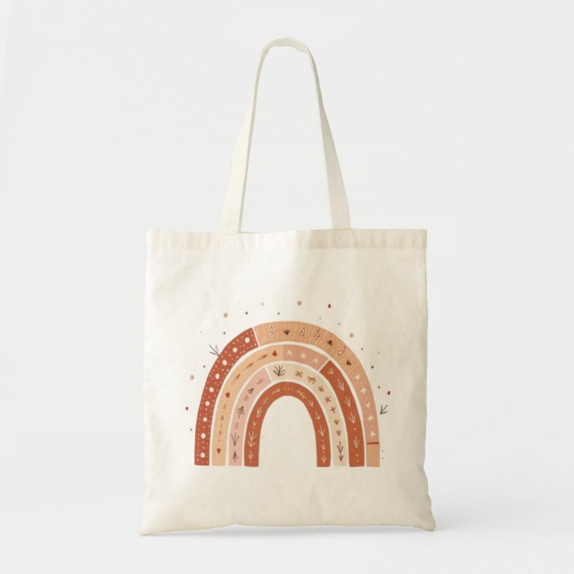 Boho Earthy Rainbow Aesthetic  Tote Bag (Front)