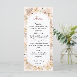 Boho Earthy Sand Floral Oval Arch Fine Art Wedding Menu