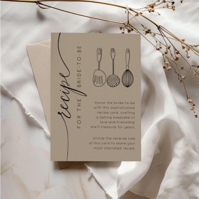 Boho Earthy Tan Bridal Shower Recipe Enclosure Card (Creator Uploaded)