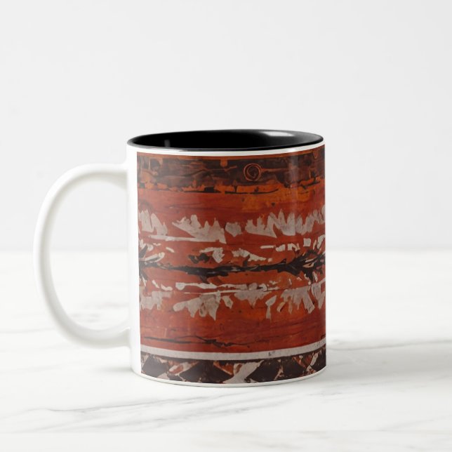 Boho Earthy Tribal Pattern Two-Tone Coffee Mug (Left)