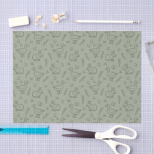 Boho Easter Bunny Rabbit Goose Spring Sage Green Tissue Paper