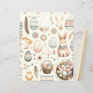 Boho Easter Ephemera Scrapbook Paper