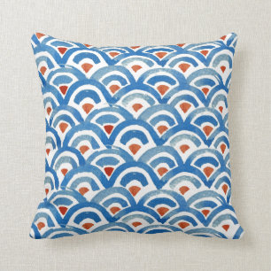 Boho Eclectic Blue and Orange Pillow