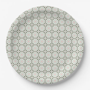 Boho Eclectic Intricate Delicate Christmas Pattern Paper Plate