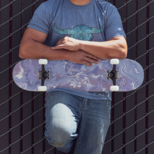 Boho Eclectic Soft Purple Digital Abstract Marble Skateboard