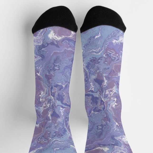 Boho Eclectic Soft Purple Digital Abstract Marble Socks (Top)