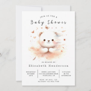 Boho Editable Bear Baby Shower Invitation