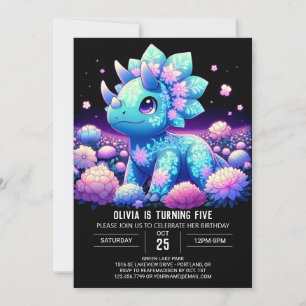 Boho Editable Dinosaur Digital Birthday Invitation