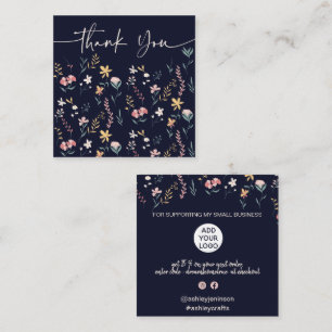 Boho editable floral pattern order thank you square business card