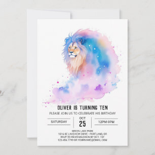 Boho Editable Lion Birthday Invitation