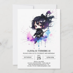 Boho Editable Little Ninja Birthday Invitation