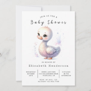  Boho Editable Swan Baby Shower Invitation