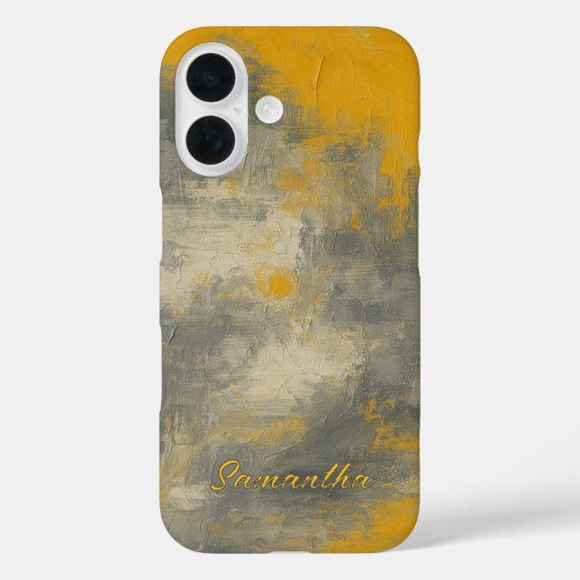 Boho Elegance Abstract Mustard & Grey Art Case-Mate iPhone Case (Back)