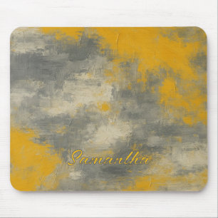 Boho Elegance Abstract Mustard & Grey Art Mouse Mat