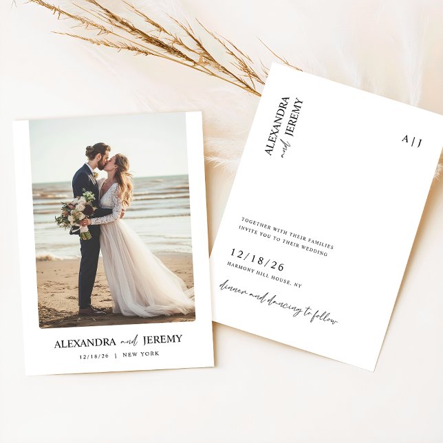 Boho Elegant Beach Photo Wedding Invitation (Creator Uploaded)