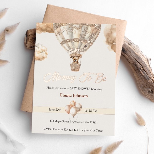Boho Elegant Bear Air Balloon Baby Shower (Creator Uploaded)