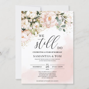 Boho elegant blush pink floral gold we still do invitation
