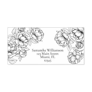 Boho Elegant Botanical Floral Line Art Wedding Self-inking Stamp