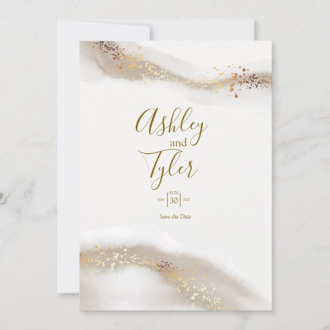 Boho Elegant Coastal Wedding  Invitation (Front)