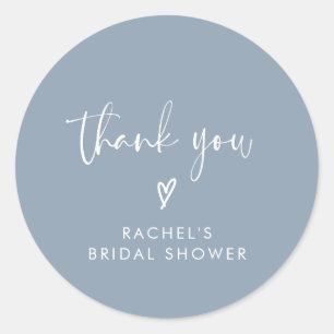 Boho Elegant Dusty Blue Bridal Shower Thank You Classic Round Sticker