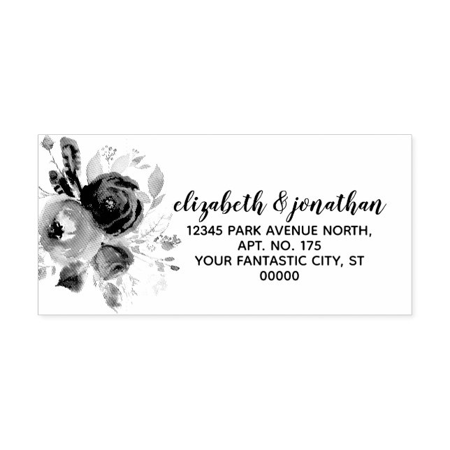 Boho Elegant Floral Wedding Return Address Rubber Stamp (Imprint)