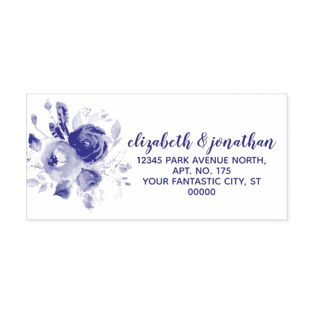 Boho Elegant Floral Wedding Return Address Self-inking Stamp (Design)