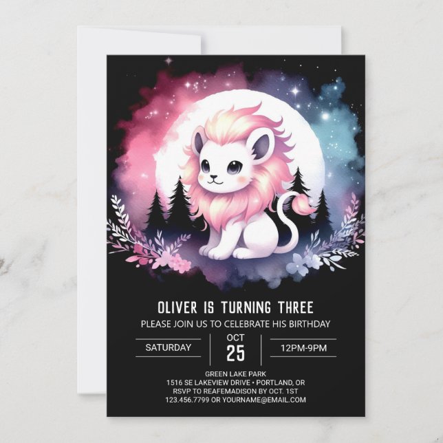 Boho Elegant Lion Birthday Invitation (Front)